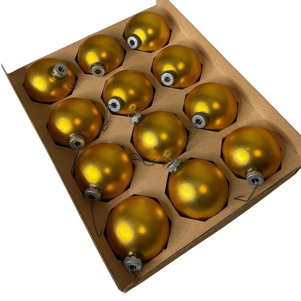 Vintage Shiny Brite Christmas Glass Ornaments Gold Max Eckardt & Sons Nostalgic